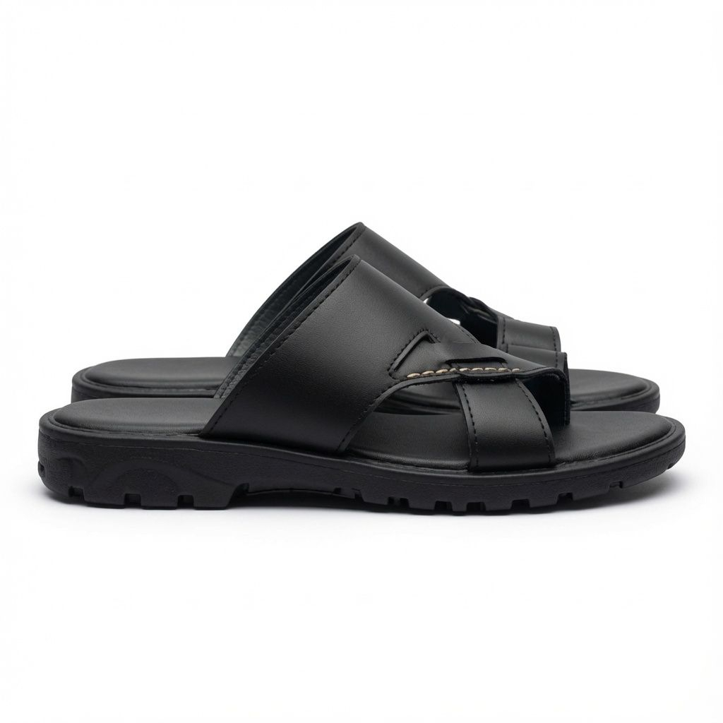 Black Double Strap Comfort Slide Sandals